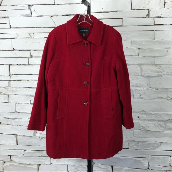 London Fog Jackets & Blazers - London Fog Lined Wool Blend Peacoat Red 2157